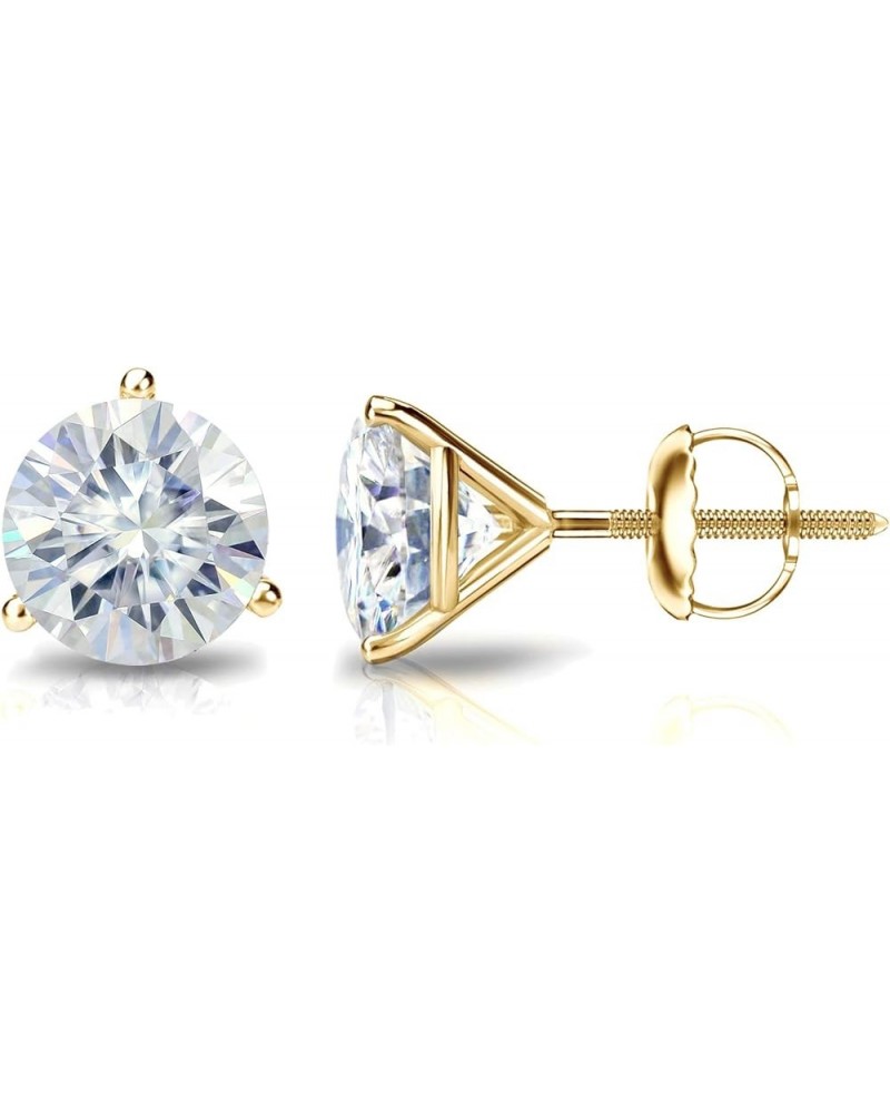 1 to 7 Carat Moissanite Round Stud Earrings for Women in 14k Gold (J-K, TGW) 3-Prong Martini Screw Back Yellow Gold 6.0 carat...