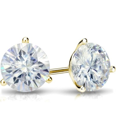 1 to 7 Carat Moissanite Round Stud Earrings for Women in 14k Gold (J-K, TGW) 3-Prong Martini Screw Back Yellow Gold 6.0 carat...