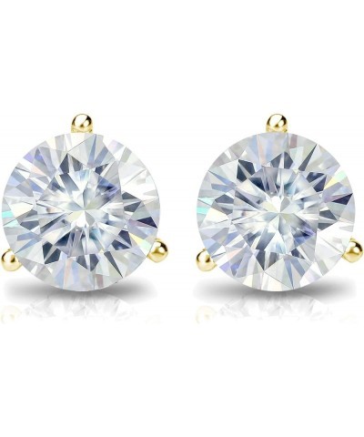 1 to 7 Carat Moissanite Round Stud Earrings for Women in 14k Gold (J-K, TGW) 3-Prong Martini Screw Back Yellow Gold 6.0 carat...