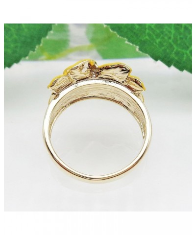 18k Gold Plated Clear Crystal Enamel Leaves Flower Ring 10 Yellow $9.85 Rings