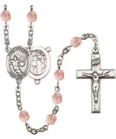 October Birth Month Prayer Bead Rosary with Patron Saint Centerpiece, 19 Inch Saint Sebastian Basketball $58.84 Necklaces