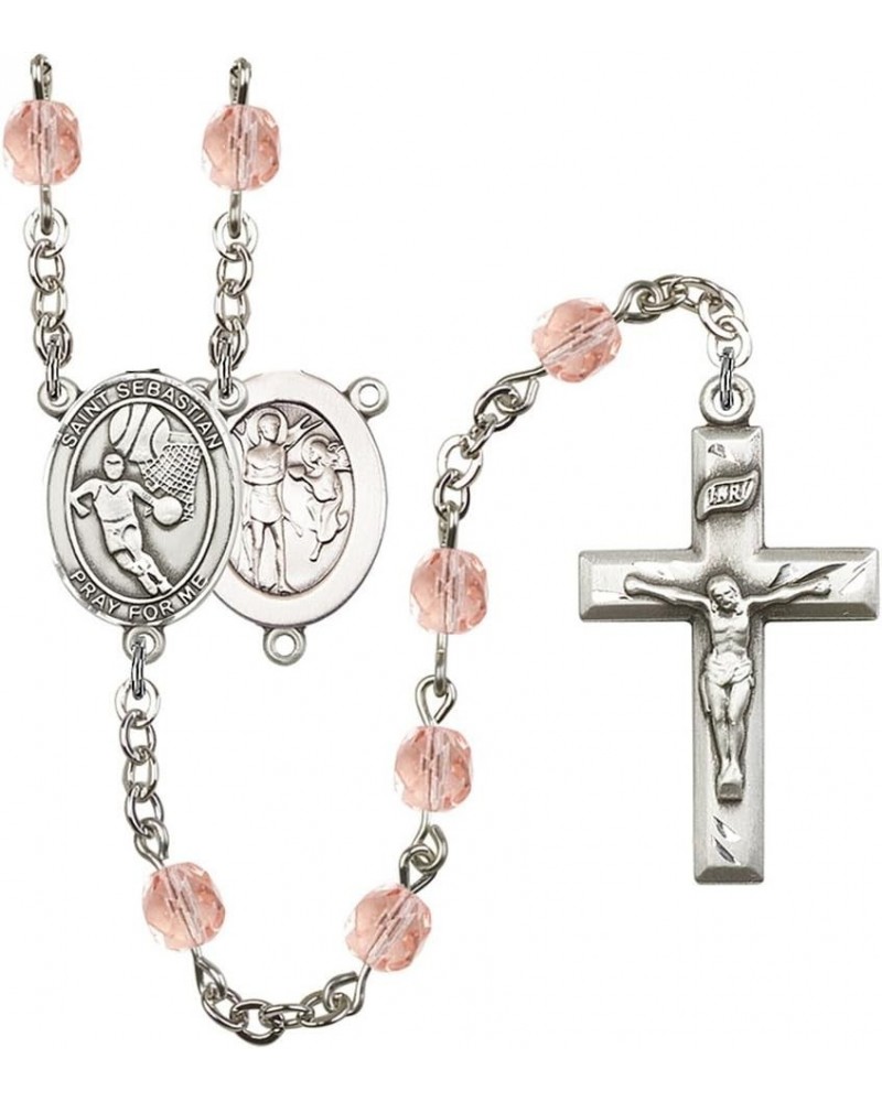 October Birth Month Prayer Bead Rosary with Patron Saint Centerpiece, 19 Inch Saint Sebastian Basketball $58.84 Necklaces