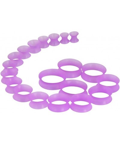 20 PC Tunnel Set Extra Skin Soft Silicone Flesh Tunnel Plug Eyelet 2g-25mm Flexible Ear Stretching Gauge Black with Silver Do...