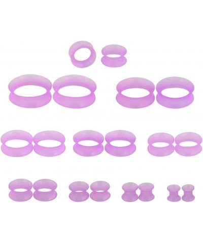 20 PC Tunnel Set Extra Skin Soft Silicone Flesh Tunnel Plug Eyelet 2g-25mm Flexible Ear Stretching Gauge Black with Silver Do...