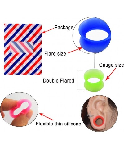 20 PC Tunnel Set Extra Skin Soft Silicone Flesh Tunnel Plug Eyelet 2g-25mm Flexible Ear Stretching Gauge Black with Silver Do...