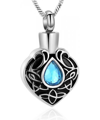 Heart Urn Necklace for Ashes Birthstone Locket Pendant Memorial Keepsake Cremation Jewelry for Women/Men Blue $9.04 Necklaces