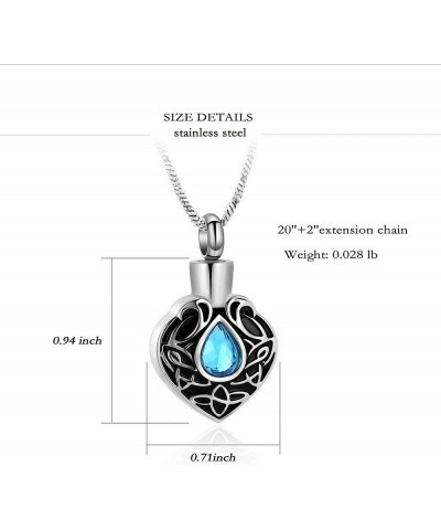 Heart Urn Necklace for Ashes Birthstone Locket Pendant Memorial Keepsake Cremation Jewelry for Women/Men Blue $9.04 Necklaces