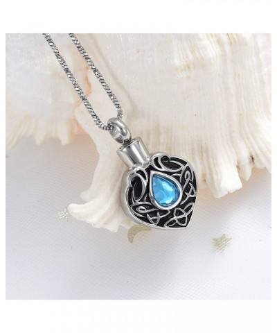 Heart Urn Necklace for Ashes Birthstone Locket Pendant Memorial Keepsake Cremation Jewelry for Women/Men Blue $9.04 Necklaces