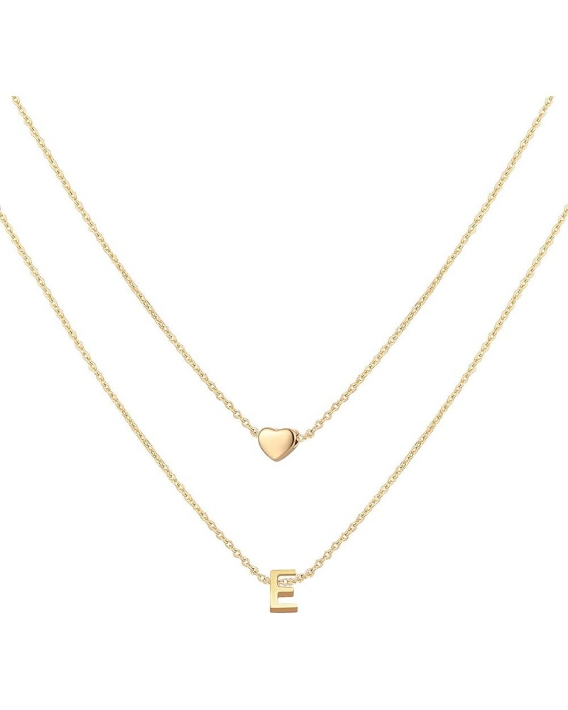 18K Gold Plated Stainless Steel Layered Heart Initial Necklace Personalized Tiny Letter Choker Necklace Monogram Name Necklac...