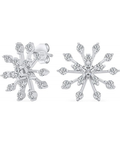 Holiday Party Christmas Flower Frozen Winter AAA Cubic Zirconia Encrusted Snowflake Stud Earrings for Women Teen Gold Plated ...