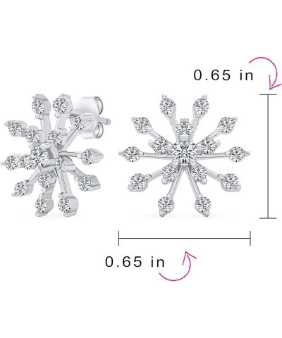 Holiday Party Christmas Flower Frozen Winter AAA Cubic Zirconia Encrusted Snowflake Stud Earrings for Women Teen Gold Plated ...