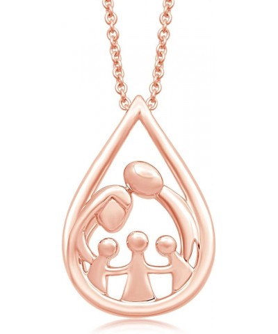 Jewelili Parent and Child Family Necklace Pendant in Sterling Silver or Rose or Yellow Gold over Silver 18" Cable Chain Paren...