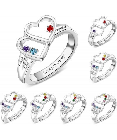 Personalized Mothers Rings with Names Custom 2-8 Simulated Birthstones Mother's Day Rings Custom Love Heart Family Rings for ...