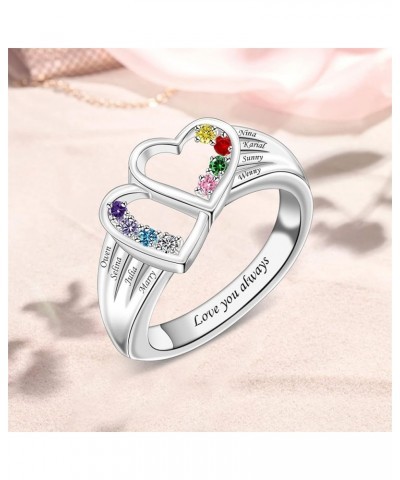 Personalized Mothers Rings with Names Custom 2-8 Simulated Birthstones Mother's Day Rings Custom Love Heart Family Rings for ...