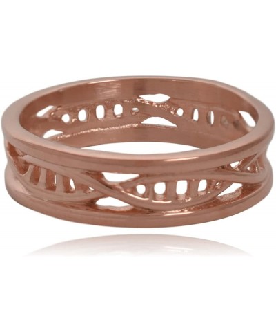 DNA Double Helix DeoxyriboNucleic Acid Science Stainless Steel Ring with Trim Rose Gold $9.90 Rings