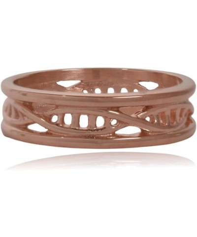 DNA Double Helix DeoxyriboNucleic Acid Science Stainless Steel Ring with Trim Rose Gold $9.90 Rings