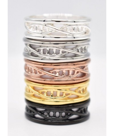 DNA Double Helix DeoxyriboNucleic Acid Science Stainless Steel Ring with Trim Rose Gold $9.90 Rings