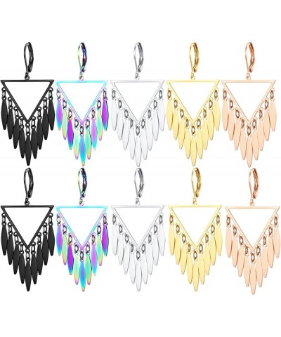 Cut-out Dangling Chandelier Earrings, Drop Dangled Earring Dangling Geometric Shape Tassel Earrings TRIANGLE-5COLORS $9.87 Ea...