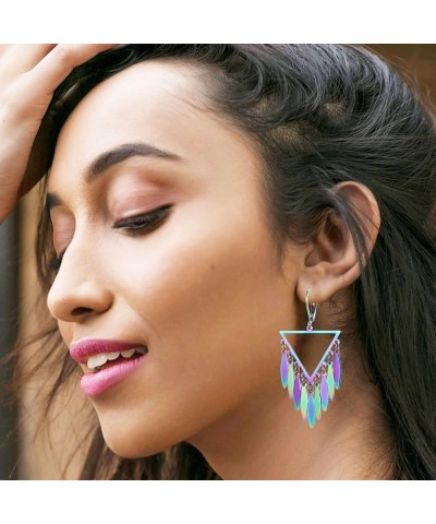 Cut-out Dangling Chandelier Earrings, Drop Dangled Earring Dangling Geometric Shape Tassel Earrings TRIANGLE-5COLORS $9.87 Ea...