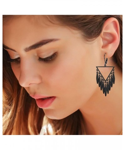 Cut-out Dangling Chandelier Earrings, Drop Dangled Earring Dangling Geometric Shape Tassel Earrings TRIANGLE-5COLORS $9.87 Ea...