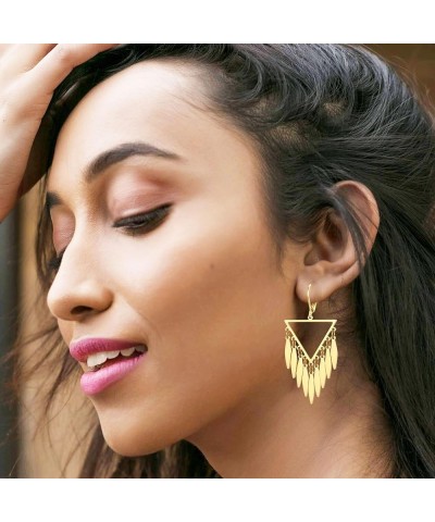 Cut-out Dangling Chandelier Earrings, Drop Dangled Earring Dangling Geometric Shape Tassel Earrings TRIANGLE-5COLORS $9.87 Ea...