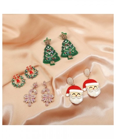 Christmas Earrings for Women Christmas Stud Earrings Hypoallergenic Christmas Tree Snowman Candy Rhinestone Drop Dangle Earri...