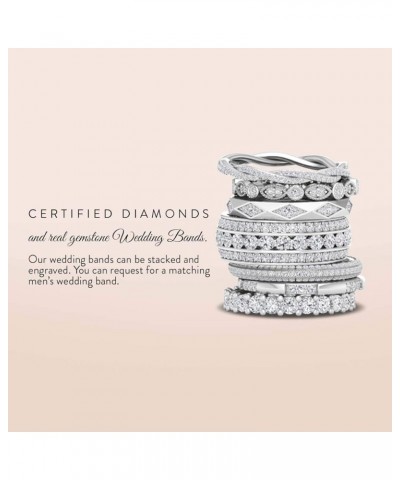 Natural and Certified Gemstone and Baguette Diamond Wedding Ring in 14K White Gold | 0.44 Carat Half Eternity Stackable Band ...