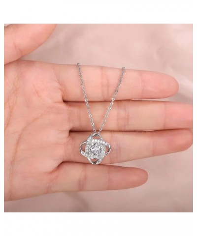 Gifts Necklaces for Women Girls, 925 Sterling Silver Necklace Love Knot Pendant Necklace for Grandma Aunt Stepmother Sister M...