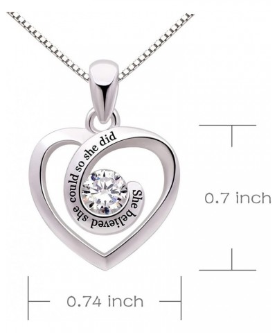 Jewelry Sterling Silver She believed she could so she did Love Heart Cubic Zirconia Pendant Necklace $21.20 Necklaces