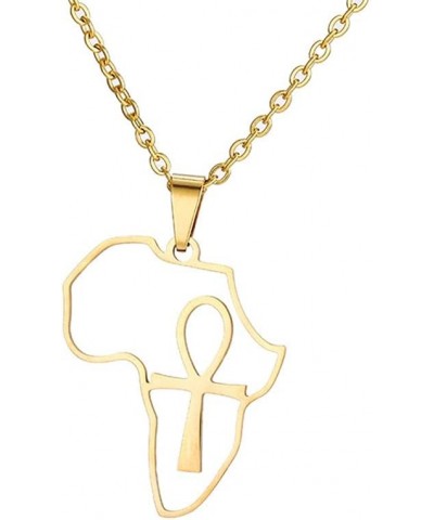 Stainless Steel Hollow Out Africa Map Motherland Pendant Necklace one Heart in Map State Jewelry cross gold-plated-stainless-...