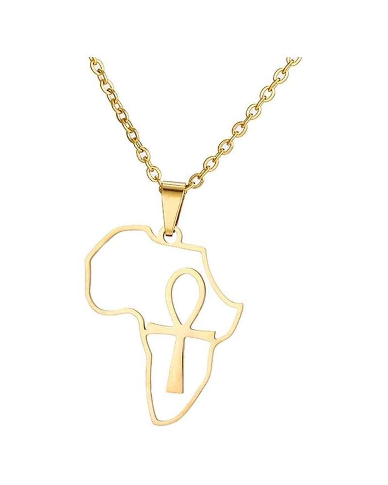 Stainless Steel Hollow Out Africa Map Motherland Pendant Necklace one Heart in Map State Jewelry cross gold-plated-stainless-...