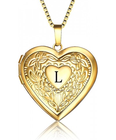 Love Heart Locket Necklace That Holds Pictures, Initial Alphabet A-Z Photo Lockets Letter L $8.61 Necklaces