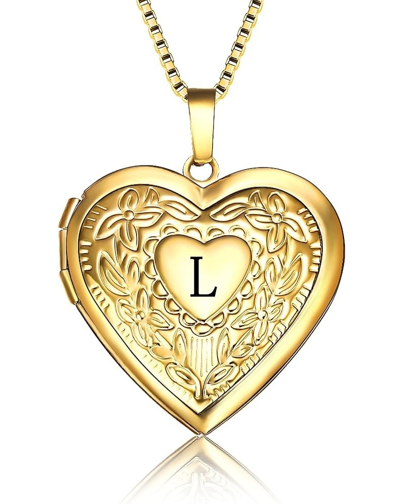 Love Heart Locket Necklace That Holds Pictures, Initial Alphabet A-Z Photo Lockets Letter L $8.61 Necklaces