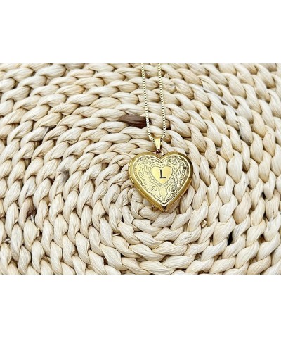 Love Heart Locket Necklace That Holds Pictures, Initial Alphabet A-Z Photo Lockets Letter L $8.61 Necklaces