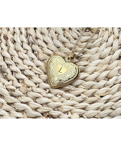 Love Heart Locket Necklace That Holds Pictures, Initial Alphabet A-Z Photo Lockets Letter L $8.61 Necklaces