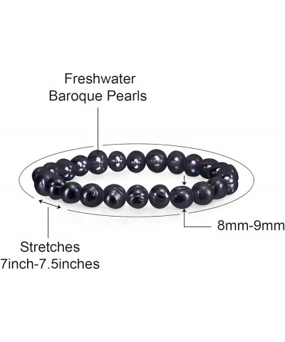 8-9MM Cultured Freshwater Baroque Pearl Stretch Bracelet 7 Inches. Available In a Range of Beautiful Colors, For Women & Girl...