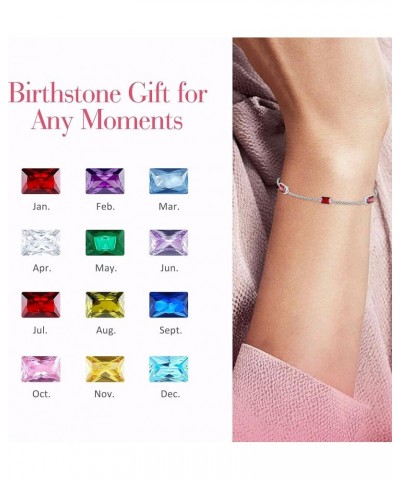 Birthstone Bracelets for Women Girls, 925 Sterling Silver Dainty Simple Charm Link Bracelet, Birthday Anniversary Valentine's...