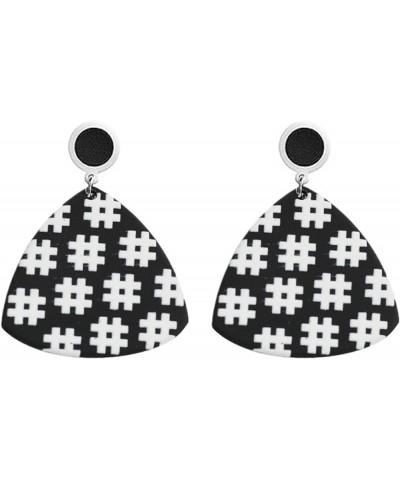 Checkered Earrings for Women Girls Trendy Long Acrylic Lightweight Black White Striped Checkered Geometric Heart Star Square ...