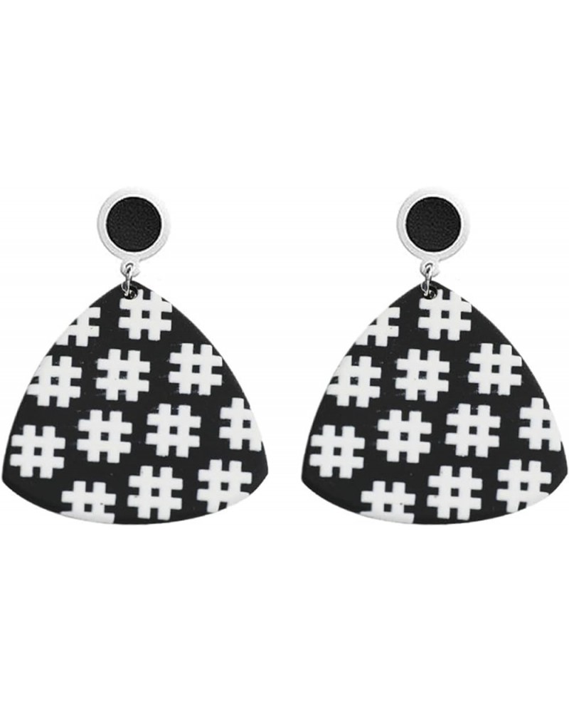 Checkered Earrings for Women Girls Trendy Long Acrylic Lightweight Black White Striped Checkered Geometric Heart Star Square ...