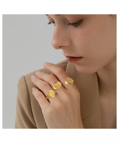 Gold Initial Letter Signet Ring, GoldChic Jewelry Women Trendy Statement Rings Women's Initials Ring for Party Letter M $10.3...