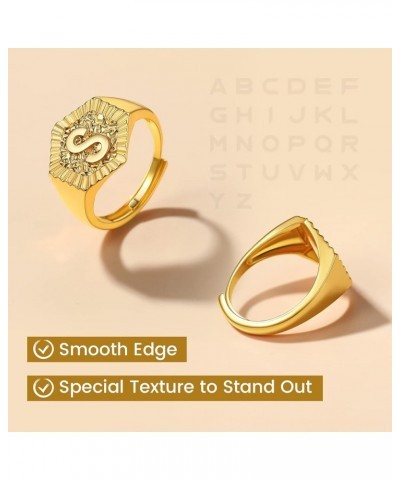 Gold Initial Letter Signet Ring, GoldChic Jewelry Women Trendy Statement Rings Women's Initials Ring for Party Letter M $10.3...