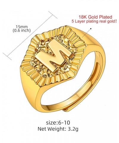 Gold Initial Letter Signet Ring, GoldChic Jewelry Women Trendy Statement Rings Women's Initials Ring for Party Letter M $10.3...