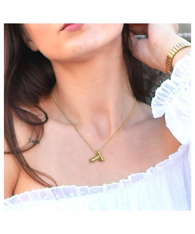 Womens Fashion Initial Necklace, Dainty Letter Necklace Gold Pendant Necklace for Women Girls Trendy T Gold $7.94 Necklaces