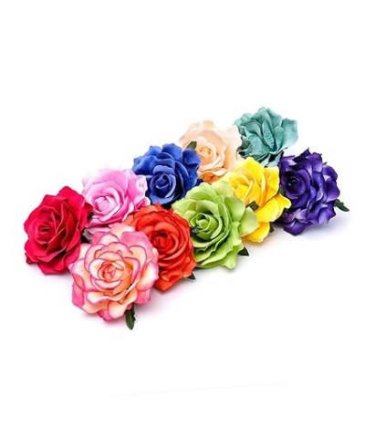 15 Pcs Yellow Flower Mexican Themed Party Floral Brooches Pin Flower Brooch Pin Flower Side Red Hair Flower Clip Yellow Rose ...