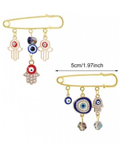 2PCS Evil Eye Brooches Lapel Pins Safety Pins Inlaid with and Rhinestones, Blue and Red, with a Gift Box $8.39 Brooches & Pins