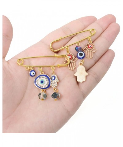 2PCS Evil Eye Brooches Lapel Pins Safety Pins Inlaid with and Rhinestones, Blue and Red, with a Gift Box $8.39 Brooches & Pins