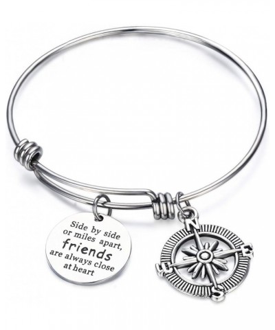 Best Friend Bracelets - Side By Side Or Miles Apart Compass Best Friends Bangle Bracelets Adjustable,Long Distance Friendship...