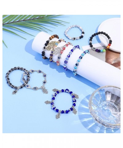 10PCS Evil Eye Bead Bracelets for Women Men Hamsa Hand Charm Stretch Bracelet Good Luck Bracelet style1 $10.55 Bracelets