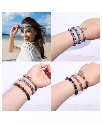 10PCS Evil Eye Bead Bracelets for Women Men Hamsa Hand Charm Stretch Bracelet Good Luck Bracelet style1 $10.55 Bracelets