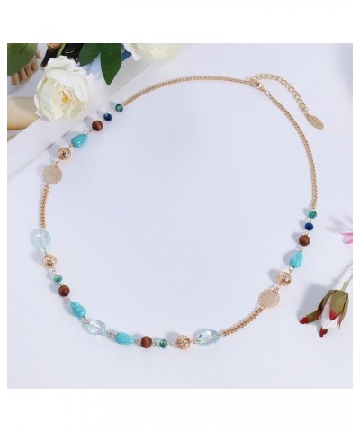 Long Chain Beaded Necklace for Women Fashion Sweater Party Birthday Jewelry Gift blue $16.38 Necklaces